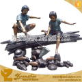 Landscape Playing Children Fishing Statue CLBSN-C016A